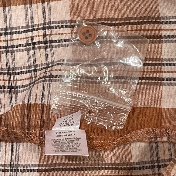 NWOT Garnet Hill Essential Boyfriend Brown Plaid Button Front Shirt - Size 12 - Picture 10 of 12